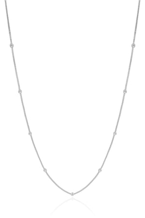 Gargantilha Veneziana Bolinhas Lisas Ródio Branco - 45 cm