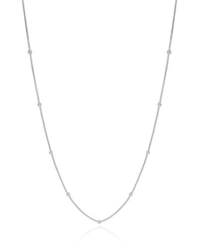Colar Veneziana Bolinhas Lisas Ródio Branco - 45 cm