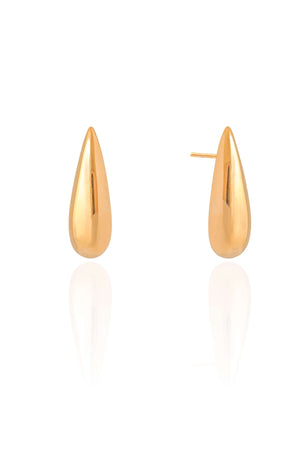 Brinco Gota Abaulada Lisa 2.5 cm Banhado a Ouro 18K