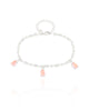 Pulseira Gomos Gotas Safira Rosa Ródio Branco