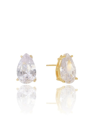 Brinco Gota 8x12  Cristal Banhado a Ouro 18K