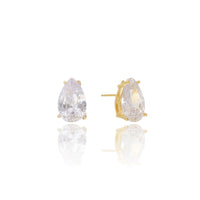 Brinco Gota 8x12  Cristal Banhado a Ouro 18K