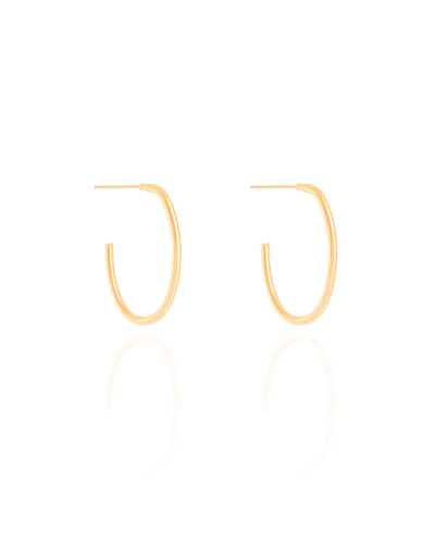 Brinco Argola Oval Fio 2,4 cm Banhado a Ouro 18K
