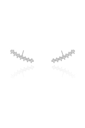 Ear Cuff Cravejado Cristal Ródio Branco