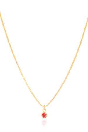 Gargantilha Ponto de Luz Rubi 4 mm Banhado a Ouro 18K - 40 cm