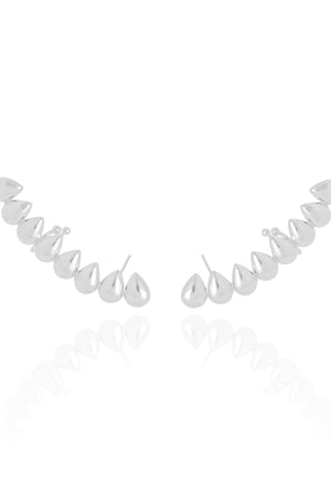 Ear Cuff Gotas Lisas Ródio Branco