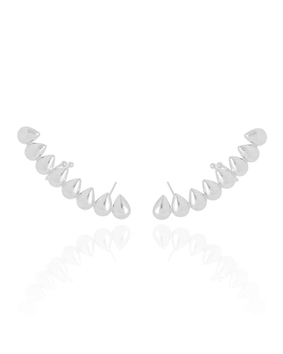 Ear Cuff Gotas Lisas Ródio Branco