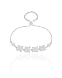 Pulseira Fecho Gravata Quadrados Cristal Ródio Branco