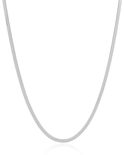 Colar Malha Fita 3 mm Ródio Branco - 40 cm