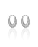 Brinco Argola Click Frisado 2.4 cm Ródio Branco