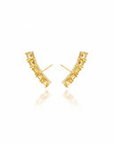 Brinco Ear Cuff Carre Quadrado Citrino com Tarraxa Virgula