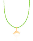 Choker Miçanga Verde Baleia Banhado a Ouro 18K - 32 + 8 cm