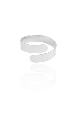 Anel Ajustável Reto Liso Tamanho G Ródio Branco