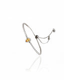Pulseira Tennis Riviera Cristal Ajustável com Pingente Gota Citrino Cravejada Cristal