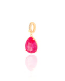 Pingente Gota Safira Rosa Cravejada Cristal Banhado a Ouro 18K