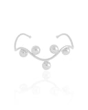 Bracelete Ondas Bolas Lisas Ródio Branco