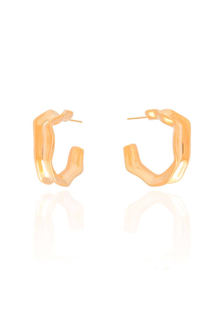Brinco Argola Orgânica 2.3 cm Banhado a Ouro 18K