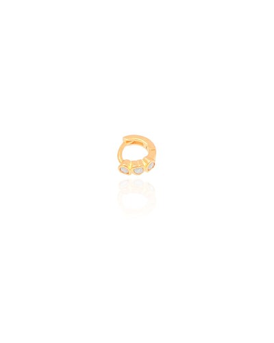 Piercing para Hélix Corações Cravação Inglesa Cristal 8 mm Banhado a Ouro 18K