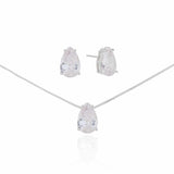 Conjunto Gotas Cristal Ródio Branco