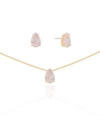 Conjunto Gota Cristal Banhado a Ouro 18K