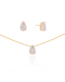 Conjunto Gota Cristal Banhado a Ouro 18K