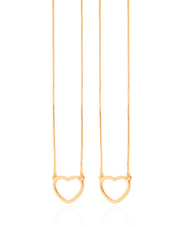 Escapulário Corações Vazados Banhado a Ouro 18K - 60 cm