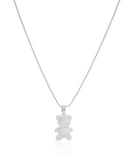 Gargantilha Infantil Ursinho Cravejado Cristal Ródio Branco - 45 cm