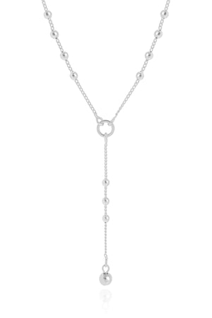 Gargantilha Gravata Bolinhas Ródio Branco - 40 cm