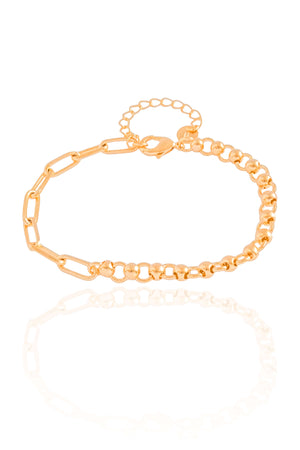 Pulseira Elos Bolinhas Lisas Banhado a Ouro 18K