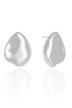 Brinco Orgânico Liso 3.2 cm Ródio Branco