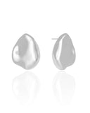 Brinco Orgânico Liso 3.2 cm Ródio Branco