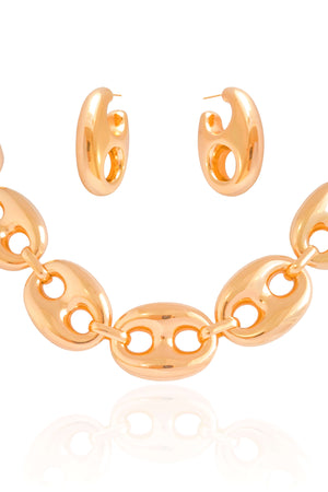 Conjunto Elos Lacre Banho Dourado