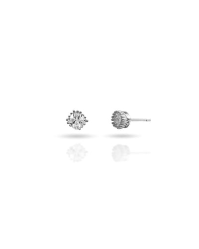 Brinco Ponto de Luz Coroa Cristal 4mm