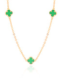 Choker Elos Trevos Tom Esmeralda 1.0 cm Banhado a Ouro 18K
