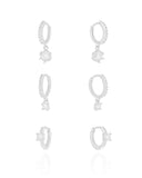 Trio de Argolas Pontos de Luz Cravejadas Cristal Ródio Branco