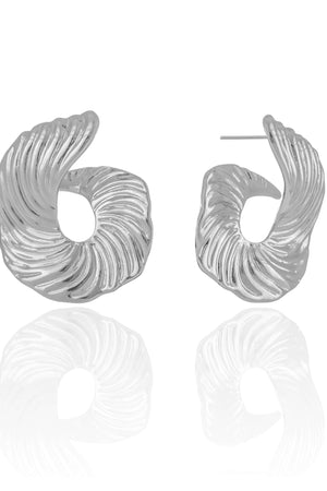 Brinco Caracol Detalhado 3.6 cm Ródio Branco