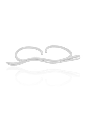 Anel Ajustável Dois Dedos Cobra Tamanho Único Ródio Branco