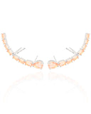 Ear Cuff Pontos de Luz Ovais Morganita Cravejado Cristal Ródio Branco