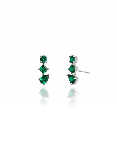 Brinco Ear Cuff Trio Pontos de Luz Verde Esmeralda