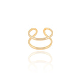 Anel Ajustável Dois Filetes Lisos Tamanho G Banhado a Ouro 18K