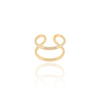 Anel Ajustável Dois Filetes Lisos Tamanho P Banhado a Ouro 18K