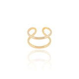 Anel Ajustável Dois Filetes Lisos Tamanho P Banhado a Ouro 18K