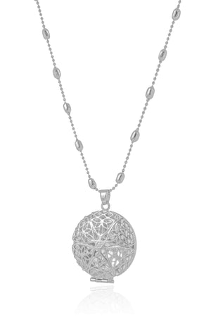 Relicário Estrela Gomos Ródio Branco - 45 cm