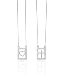 Escapulário Coração Cruz Cravejado Cristal Ródio Branco