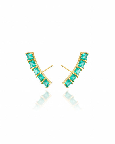 Brinco Ear Cuff Carre Quadrado Turmalina com Tarraxa Virgula