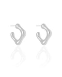 Brinco Argola Orgânica Lisa ABS 2.2 cm Ródio Branco