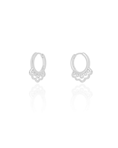 Brinco Argola Click Ponto de Luz Cristal 1,8 cm Ródio Branco