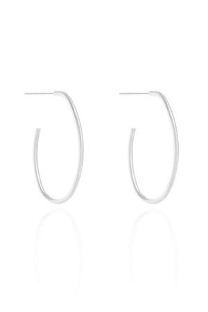 Brinco Argola Oval Fio 3.3 cm Ródio Branco