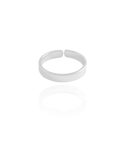 Anel Ajustável Liso 3 mm Tamanho M Ródio Branco
