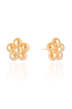 Brinco Flor Lisa ABS 2.0 cm Banhado a Ouro 18K
